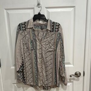 Patterned Button-Up Shirt
